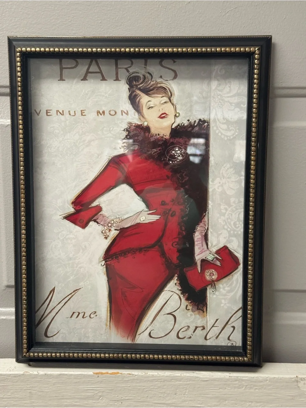 Framed Parisian Fashion Wall Art - Red 14” X 17”